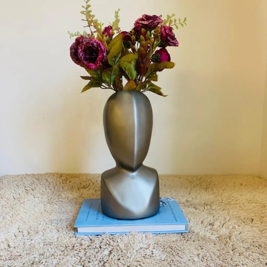 Humano Face Vases - Look beyond imagination-Grey / High Quality Resin / H: 8.5 | L: 4 | W: 4 (inch)