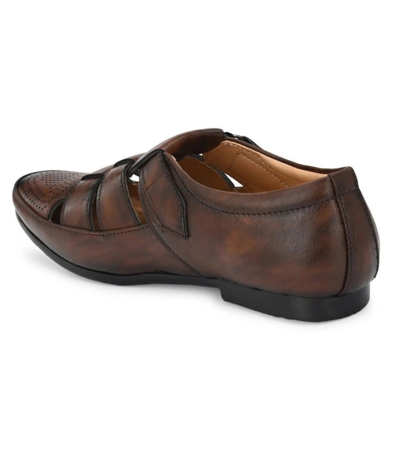 Bucik Brown Synthetic Leather Sandals - None