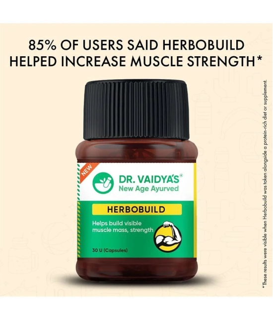 Dr. Vaidyas Herbobuild Capsules | Ayurvedic Muscle & Mass Gainer (30 Capsules Each) Pack of 2