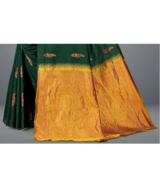 Om Shantam Sarees - Green Art Silk Saree With Blouse Piece ( Pack of 1 ) - Green