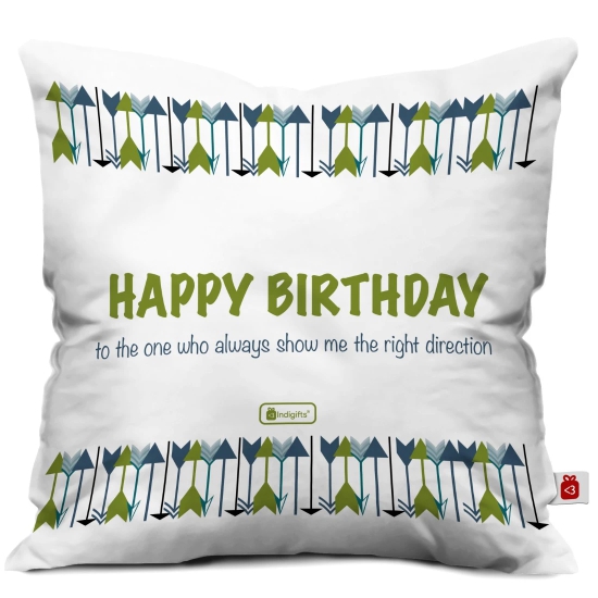 Indigifts Cute Birthday Gift for Girl/ Boy/ Friend Birthday Wishes Printed Satin Cushion Cover 12 x 12 Inch with filler - Unique Birthday Gift for Boyfriend, Girlfriend