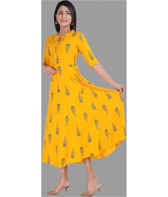 Smien - Yellow Rayon Womens Anarkali Kurti ( Pack of 1 ) - None