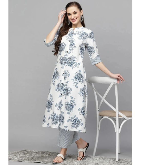 Stylum Rayon Printed Front Slit Womens Kurti - White ( Pack of 1 ) - None