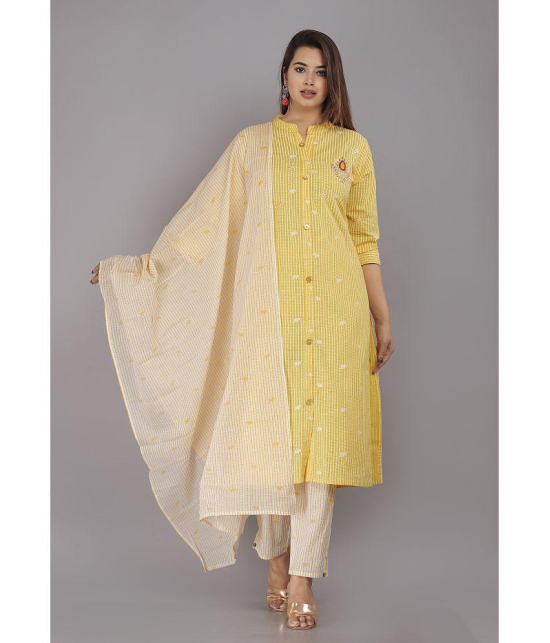 HIGHLIGHT FASHION EXPORT - Yellow Straight Cotton Womens Stitched Salwar Suit ( Pack of 1 ) - None