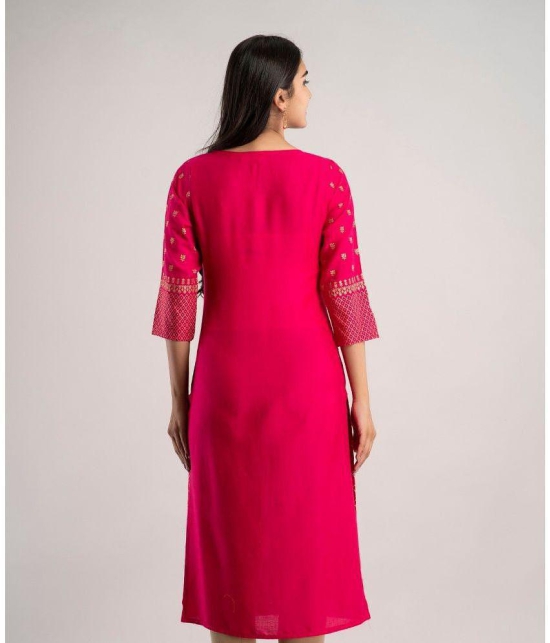 MAUKA - Pink Rayon Women's Straight Kurti ( Pack of 1 ) - None