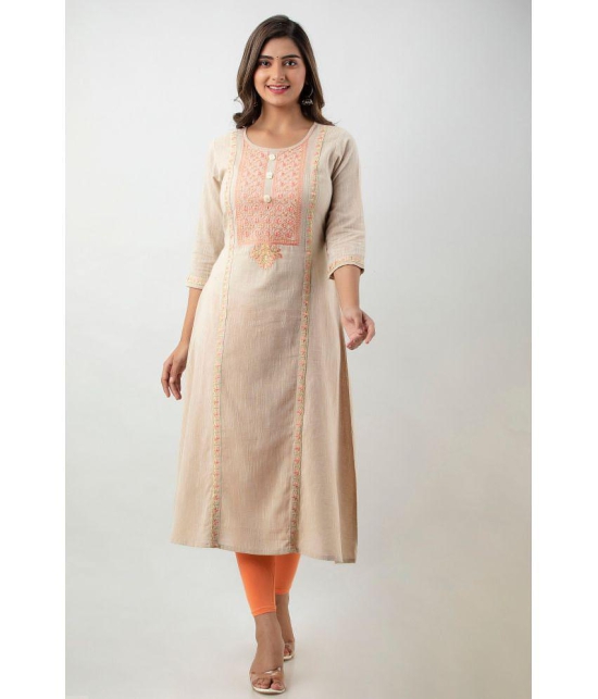 MAUKA - Beige Cotton Womens A-line Kurti ( Pack of 1 ) - None