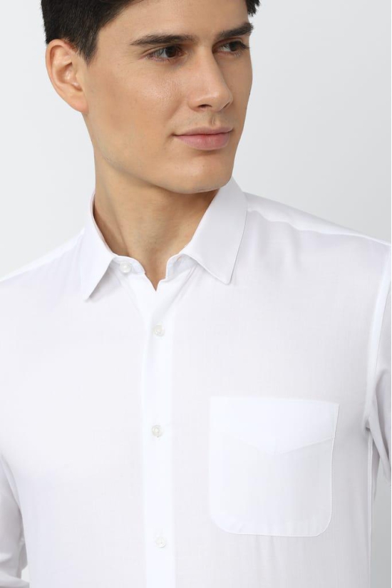 Men White Regular Fit Formal Full Sleeves Formal Shirt