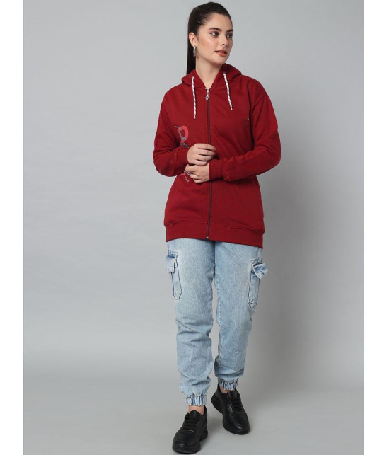 eWools.in Cotton Blend Women''s Hooded Sweatshirt ( Maroon ) - None