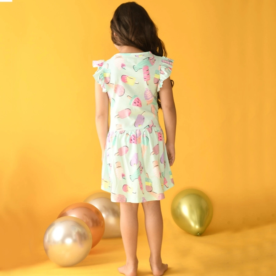 SUMMER ICECREAM SHORT SLEEVES DRESS - AQUA-10-12 YEARS / 1N / Aqua