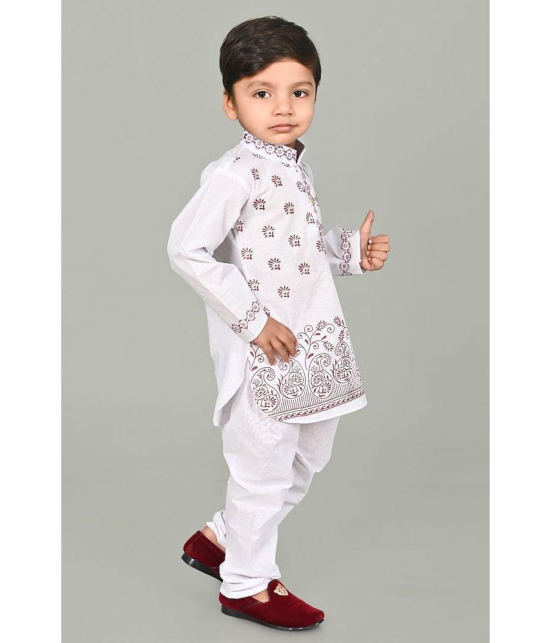 SFC - White Silk Boys Kurta With Pyjama ( Pack of 1 ) - None