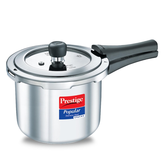 Prestige Popular Svachh Spillage Control Stainless Steel Pressure Cooker, 3 L (Silver)