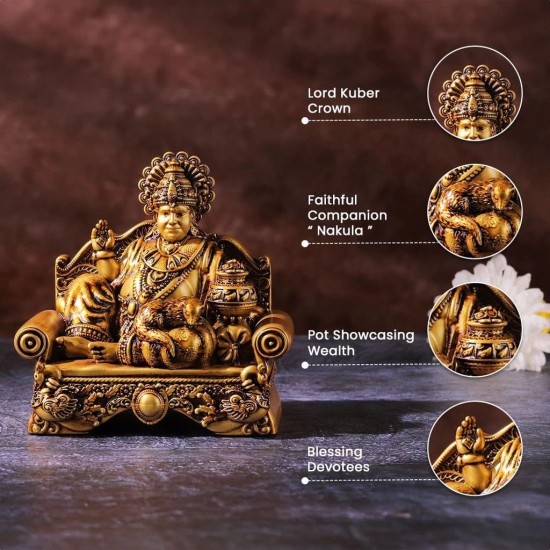 Artarium Lord Kuber Statue for Wealth and Harmony | God kuber Idol | Murti | Statue | showpiece for Home | Kuber ji ki murti for puja Decorative Showpiece Pack of 1