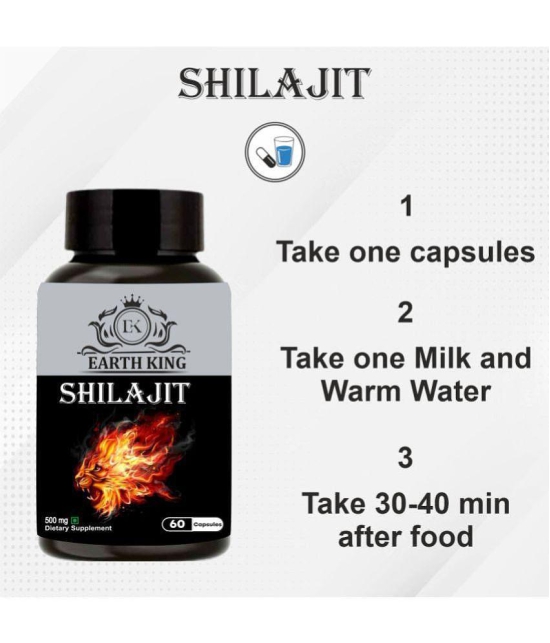 EARTH KING Shilajit Capsule Supports Strength, Stamina & Energy - 500mg 60 Capsules (Pack of 1)