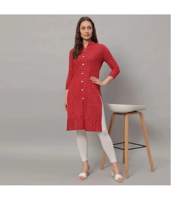 Glito Cotton Blend Checks Front Slit Womens Kurti - Red ( Pack of 1 ) - None