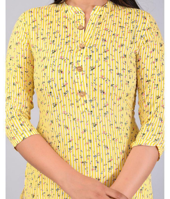 MAUKA Rayon Printed Straight Womens Kurti - Yellow ( Pack of 1 ) - None