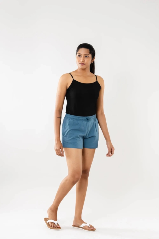 Cadet Blue Women Shorts-XXL