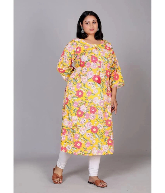 JC4U Cotton Blend Printed Straight Womens Kurti - Multicoloured ( Pack of 1 ) - None