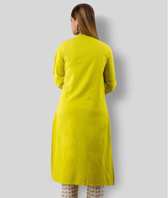 Doriya - Yellow Cotton Blend Women''s Front Slit Kurti - 3XL