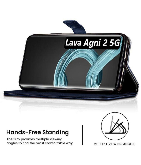 Fashionury Blue Flip Cover Leather Compatible For Lava Agni 2 5G ( Pack of 1 ) - Blue