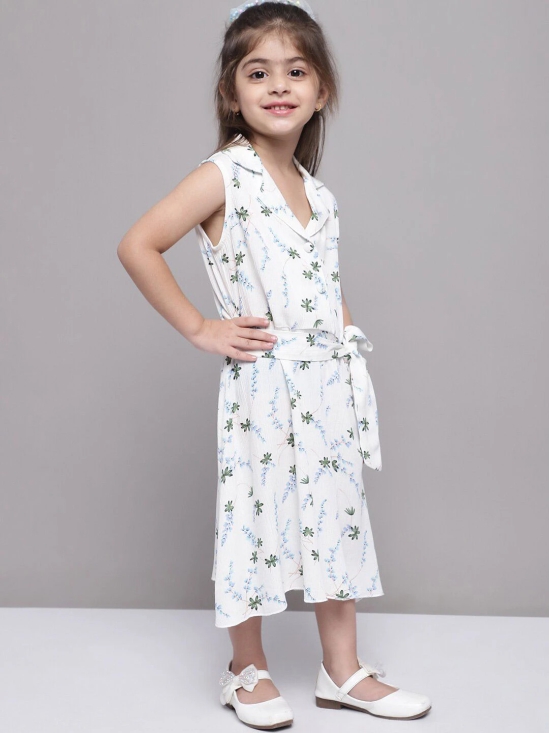 MINI & MING Girls Floral Printed Puff Sleeve A-Line Dress