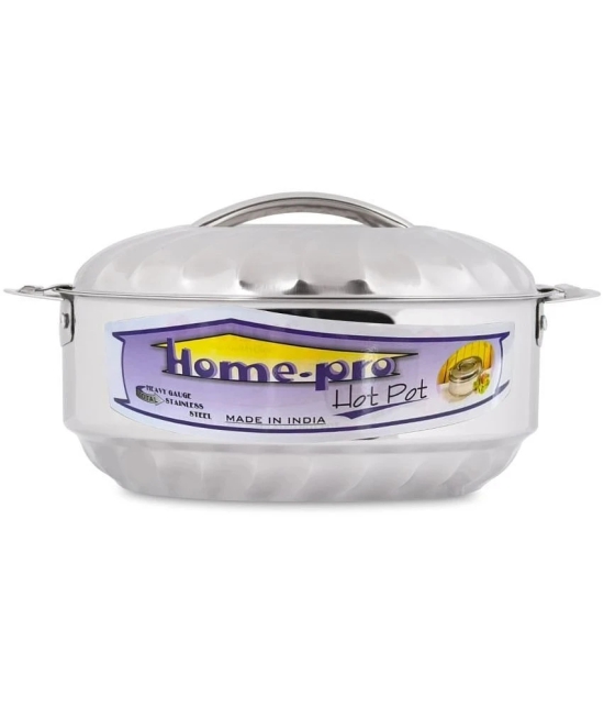 HomePro Double Wall Insulated 3500 ML Silver Steel Serve Casserole ( Set of 1 , 3500 mL ) - Silver