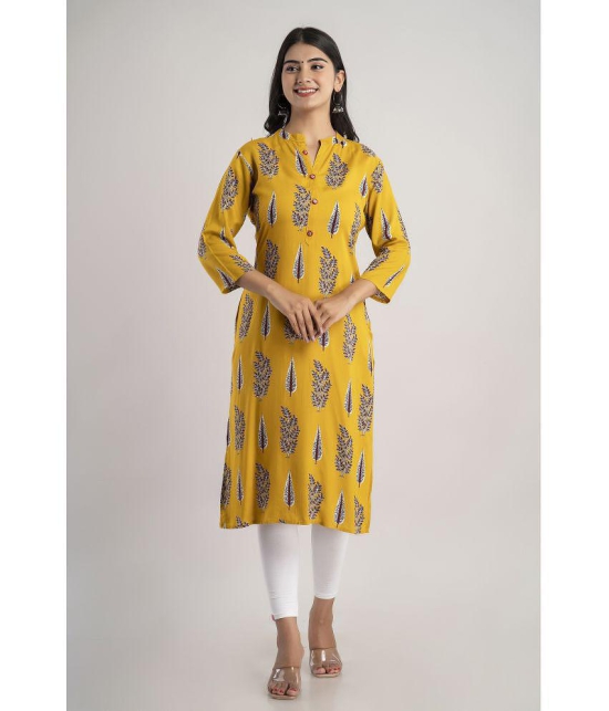 MAUKA - Yellow Rayon Women''s Straight Kurti ( Pack of 1 ) - None