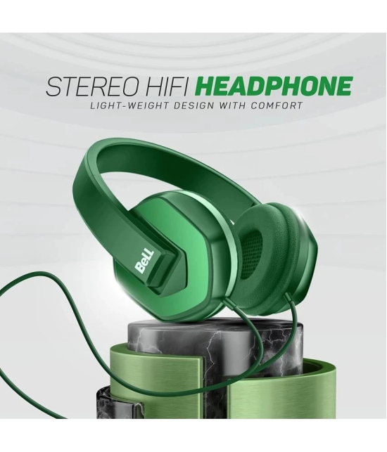 Bell BLHDP130A Type C Wired Headphone Over Ear 24 Hours Playback Passive noise cancellation IPX4(Splash & Sweat Proof) Green