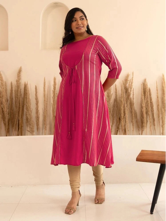 Janasya Crepe Striped A-line Womens Kurti - Pink ( Pack of 1 ) - None