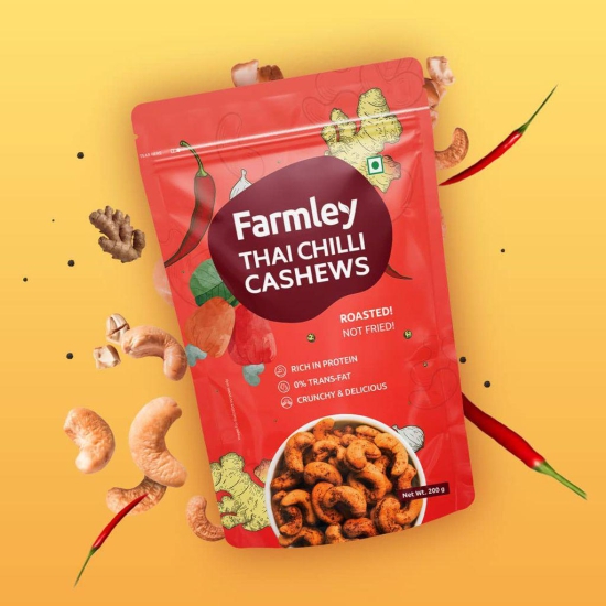 Farmley Roasted Cashew Nuts and Party Mix Snacks I 4 Roasted Cashew Nuts (Black Pepper, Thai Chilli, Chatpata Masala, Classic Salted) & 1 Party Mix Snack Combo 860g (Kaju &?Party?Snacks?)