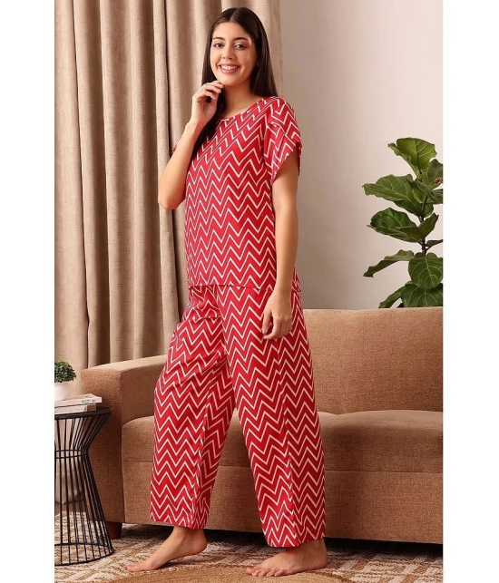 Clovia Red Crepe Womens Nightwear Nightsuit Sets ( Pack of 1 ) - None