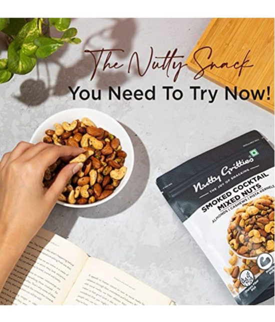 Nutty Gritties Premium Smoked Mixed nuts 200g - Roasted and Smoked Flavoured Pistachio Almonds, Cashew Nuts, Pistachio Kernel |