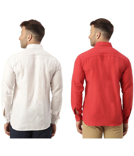 KLOSET By RIAG 100% Cotton Regular Fit Solids Full Sleeves Men's Casual Shirt - Red ( Pack of 2 ) - None