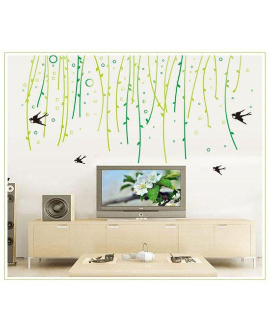 Asmi Collection Beautiful creepers and Birds Nature Sticker ( 140 x 150 cms )