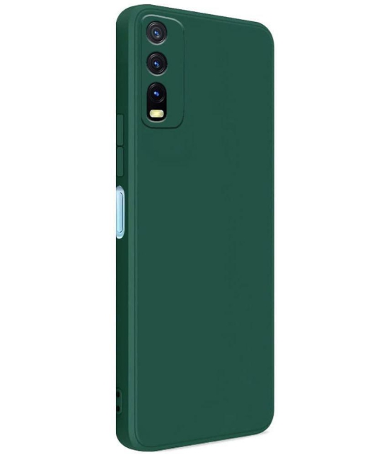 Case Vault Covers - Green Silicon Plain Cases Compatible For Vivo Y12s ( Pack of 1 ) - Green