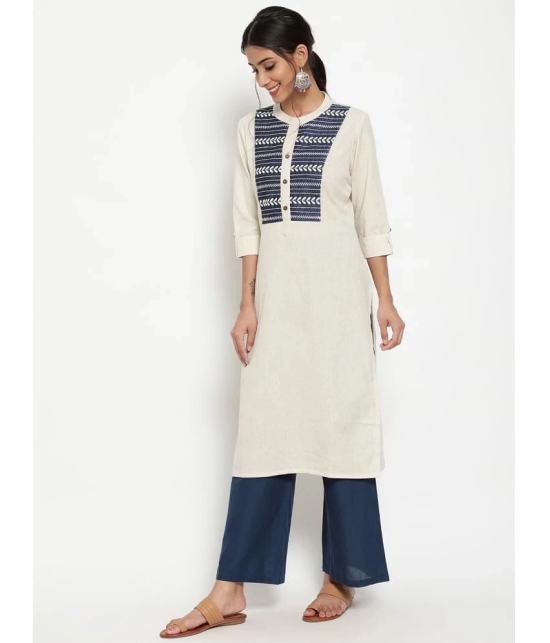 Antaran - White Cotton Blend Womens Straight Kurti ( Pack of 1 ) - None