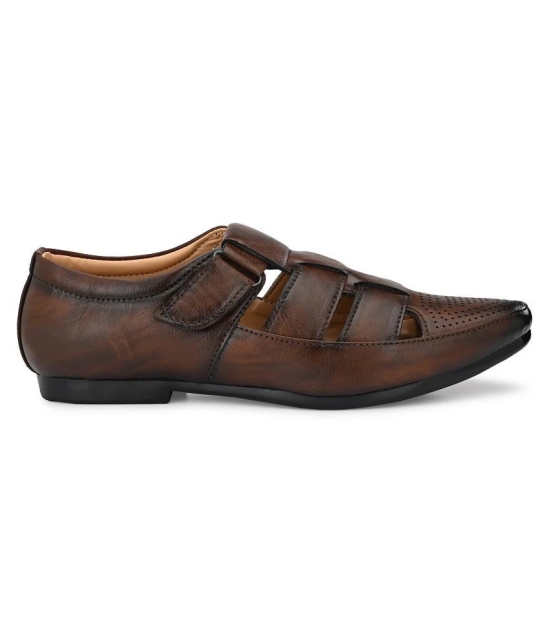 Bucik Brown Synthetic Leather Sandals - None