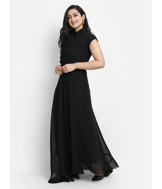 JASH CREATION Georgette Solid Full Length Womens Gown - Black ( Pack of 1 ) - None