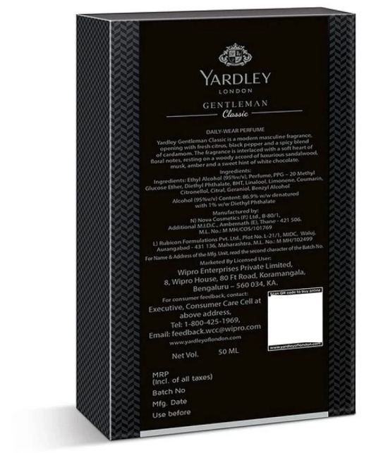 Yardley London - CLASSIC PERFUME 50ML, ELEGANCE DEODORANT Eau De Parfum (EDP) For Men 200ML ( Pack of 2 )