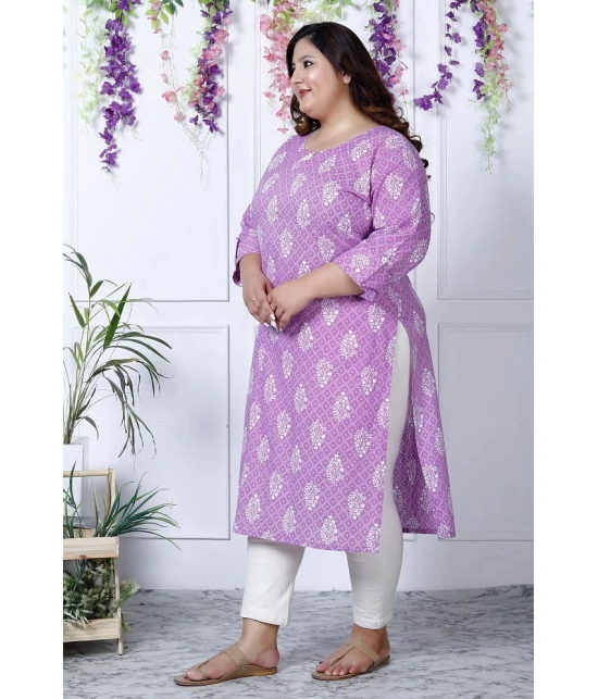 Swasti Cotton Printed Straight Womens Kurti - Purple ( Pack of 1 ) - None