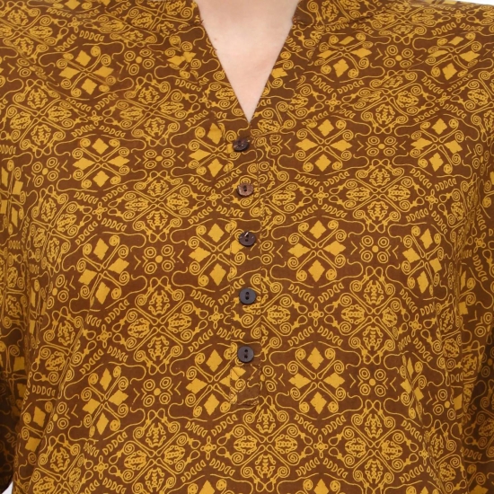 Floral Print Straight Kurta with Mandrian Collar-L