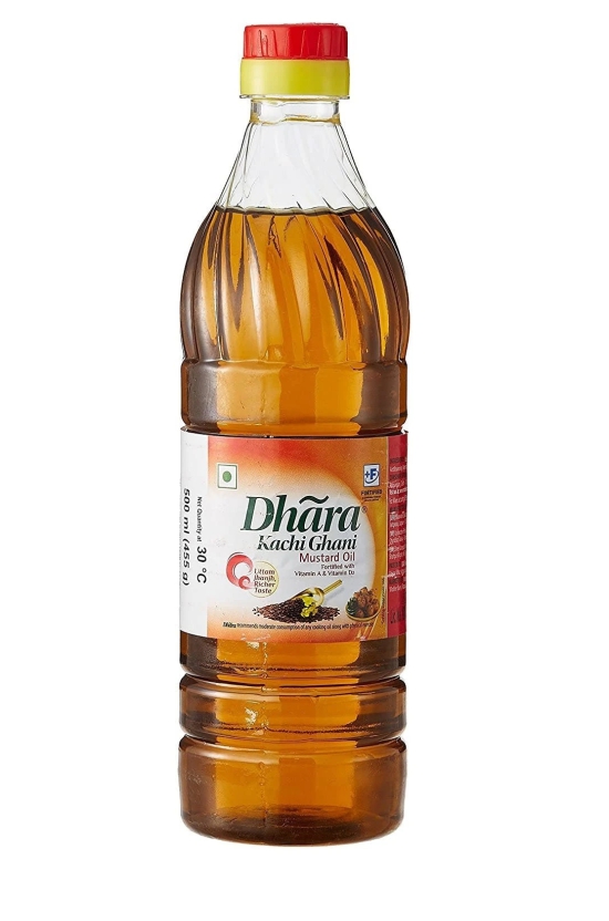 Dhara Kachi Ghani Mustard Oil, 500 ml Jar