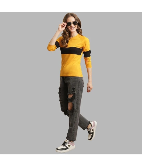 Fabflee - Mustard Cotton Regular Fit Womens T-Shirt ( Pack of 1 ) - None