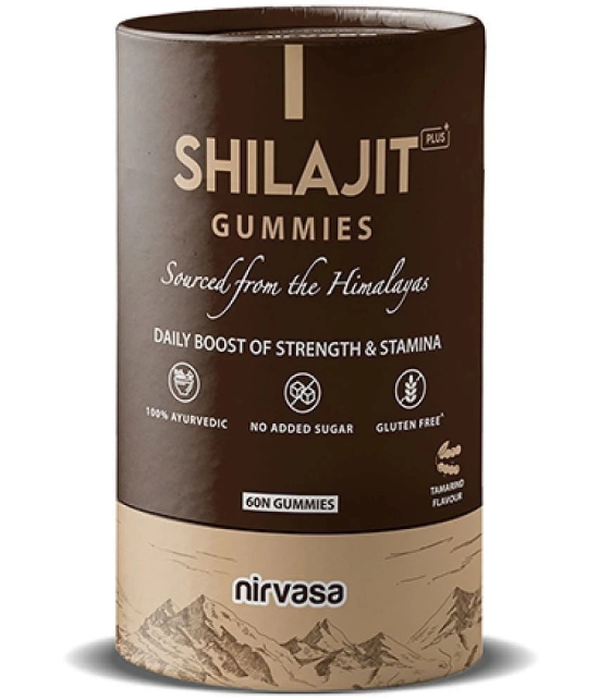 Nirvasa Shilajit Plus Gummies | To Improve Strength, Stamina & Endurance | Tamarind Flavour | 60 Shilajit Gummies