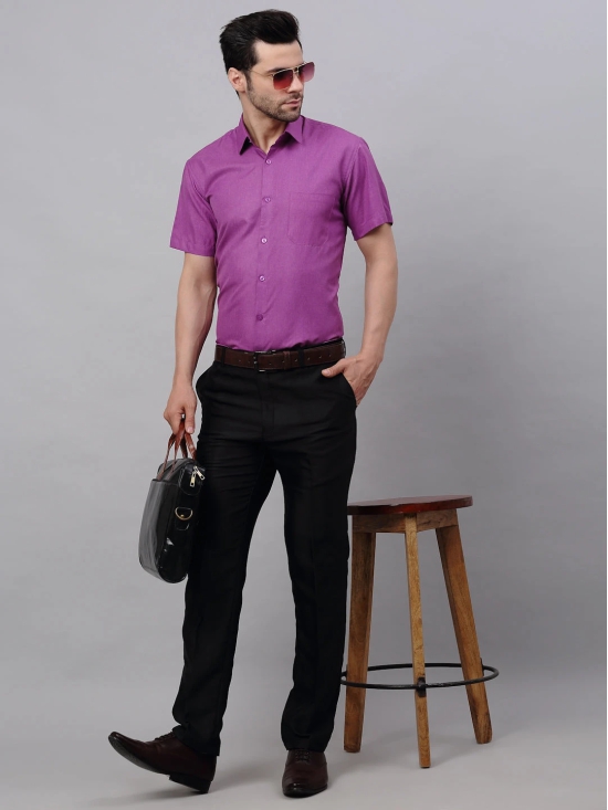 Mens Cotton Solid Half Sleeves Formal Shirt-S / Purple