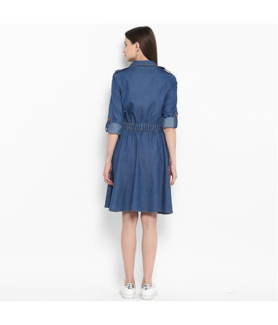 StyleStone Denim Blue Fit And Flare Dress - Single - None