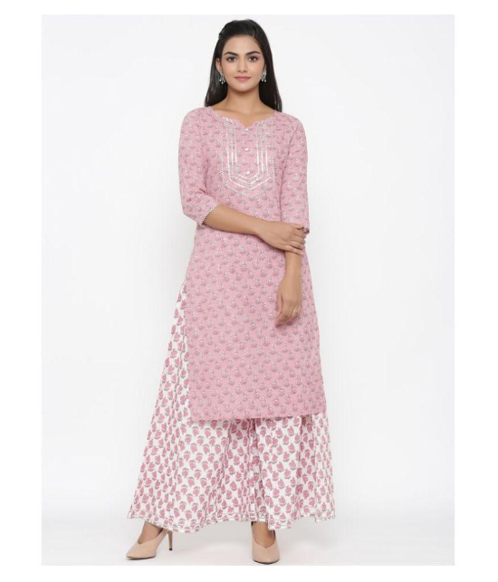 miravan Cotton Kurti With Palazzo - Stitched Suit - L