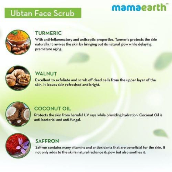 Mamaearth Ubtan Scrub For Face With Turmeric & Walnut For Tan Removal (100gm)