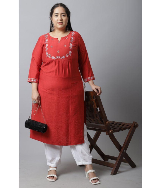 Rajnandini - Red Rayon Women's Straight Kurti ( Pack of 1 ) - None