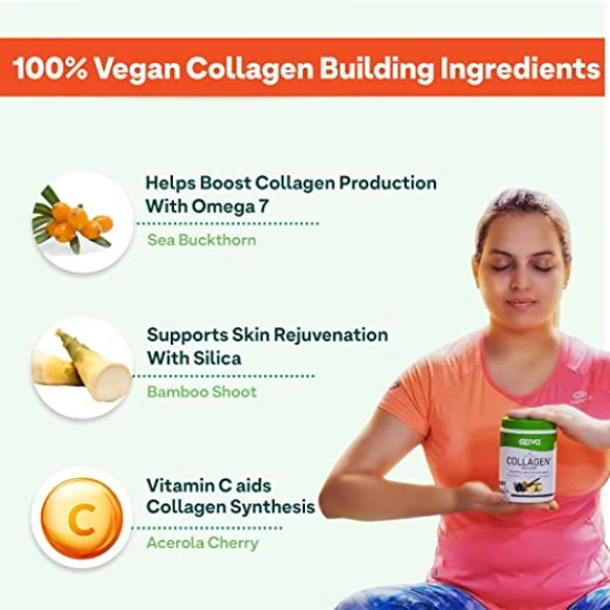 OZiva Plant Based Collagen Builder Classic 250g for Glowing  Youthful Skin  Collagen Powder for Women  Men