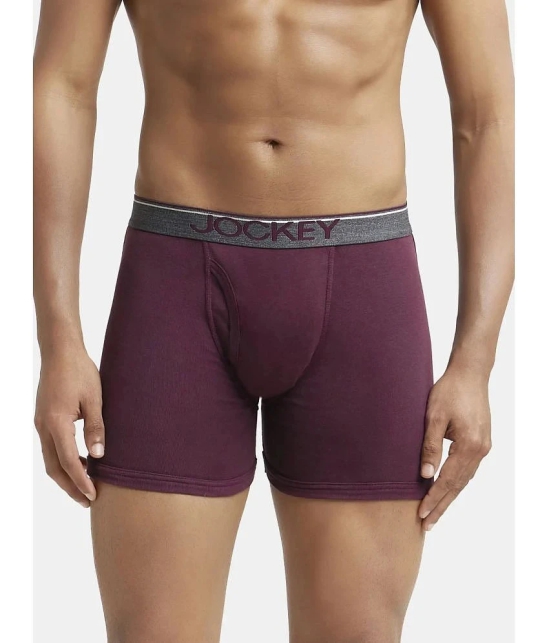 Jockey 8009 Men Super Combed Cotton Rib Solid Boxer Brief - Wine Tasting - None